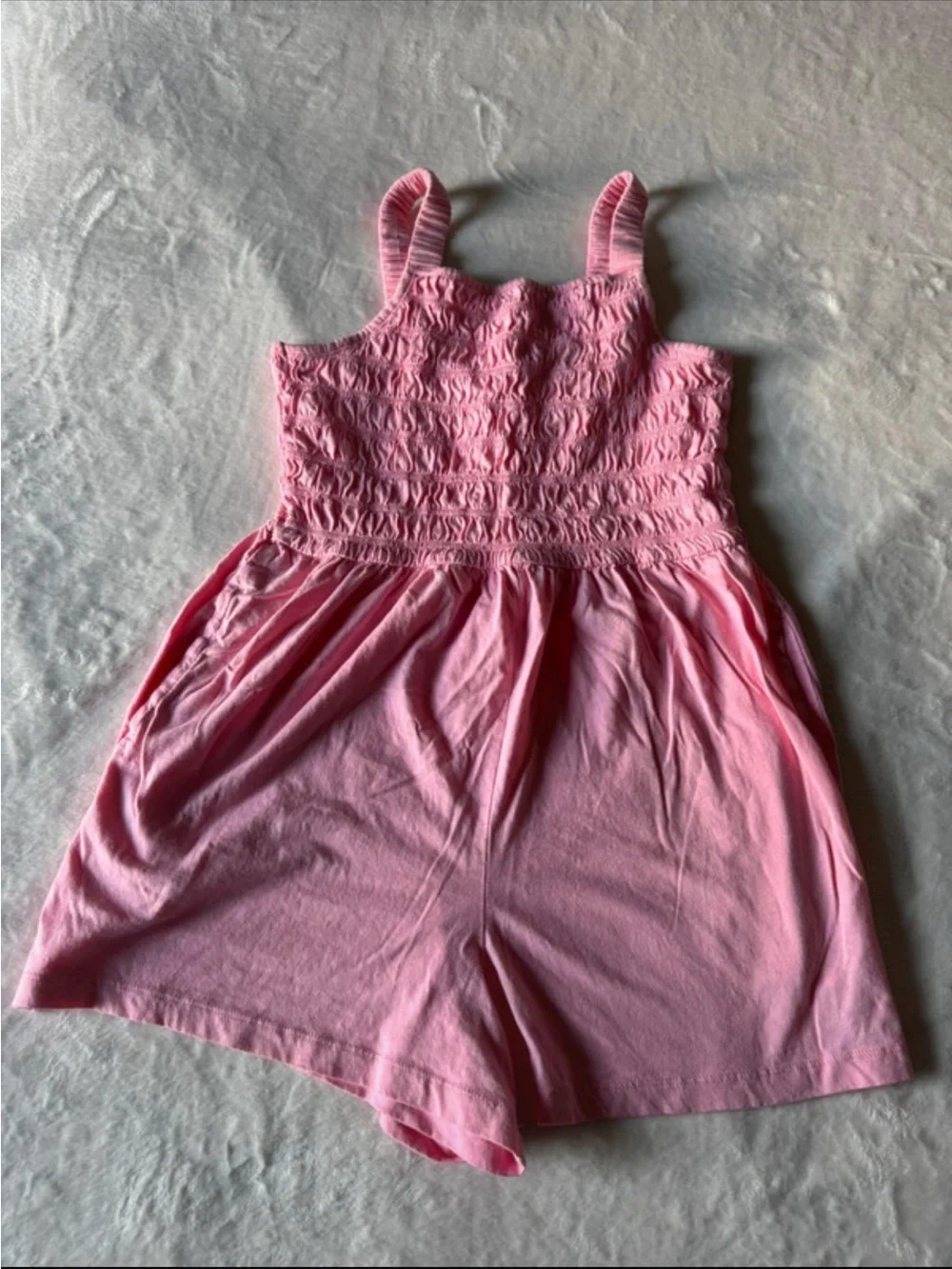 Old Navy Pink Smocked Cotton Romper Shorts